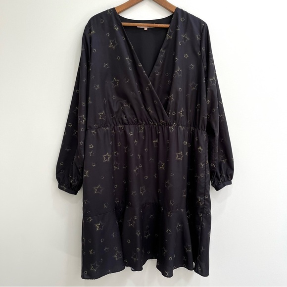 Hutch Anthropologie Starry Night Fit and Flare Dress Long Sleeve Founce 2X - Picture 2 of 10